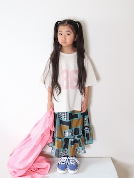 「ZOZOKIDSDAY」｜「アイテム（ワンピース/ドレス）」を使った、Neneneさん（キッズ・110cm）の春コーディネート