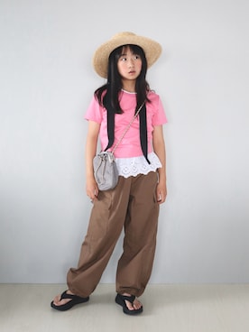 「Libra Cue（リブラ キュー）のアイテム」を使った、Neneneさん（キッズ・140cm）の夏コーディネート