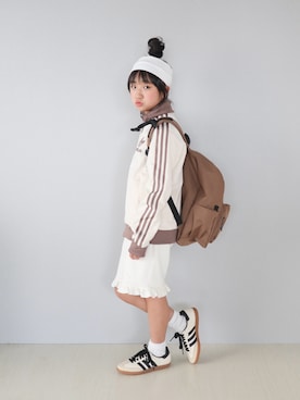 「LOWRYS FARM（ローリーズファーム）のフリルショートパンツ　 599475（その他パンツ、ホワイト系）」を使った、Neneneさん（キッズ・140cm）の春コーディネート