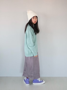 「アイテム（スカート）」を使った、Neneneさん（キッズ・135cm）の冬コーディネート