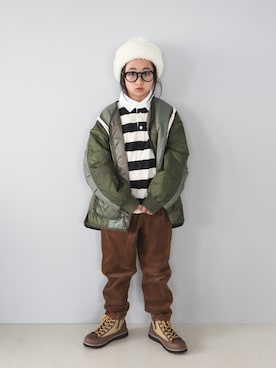 「アイテム（ブルゾン）」を使った、Neneneさん（キッズ・135cm）の秋コーディネート