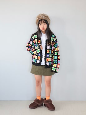 「アイテム（スカート）」を使った、Neneneさん（キッズ・133cm）の秋コーディネート