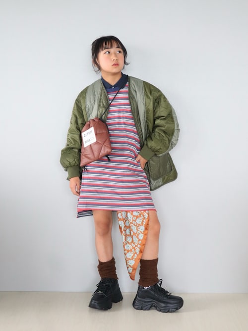 「LOWRYS FARM(ローリーズファーム)のキルティングブルゾン 497141(ブルゾン)」を使った、Neneneさん(キッズ・142cm)の秋コーディネート