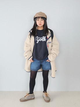 「monmimi（モンミミ）のアイテム」を使った、Neneneさん（キッズ・137cm）の冬コーディネート