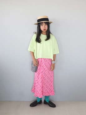 「GU（ジーユー）のアイテム（帽子）」を使った、Neneneさん（キッズ・142cm）の夏コーディネート