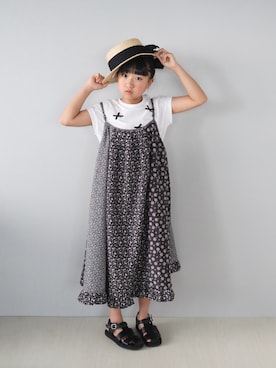 「LOWRYS FARM（ローリーズファーム）のコバナキャミワンピース　981040（ワンピース）」を使った、Neneneさん（キッズ・132cm）の夏コーディネート