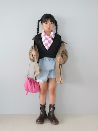 「Miniministore（ミニミニストア）のエンジニアブーツ ベルト レディース（ブーツ）」を使った、Neneneさん（キッズ・132cm）の秋コーディネート