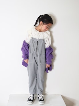 「MAKE YOUR DAY（メイクユアデイ）のアイテム（オールインワン・サロペット）」を使った、Neneneさん（キッズ・110cm）の冬コーディネート
