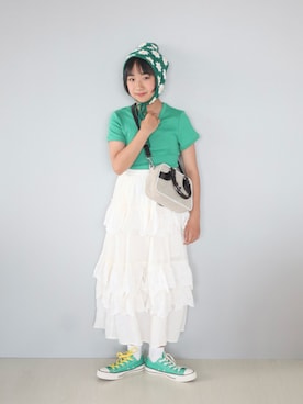 「CONVERSE（コンバース）のアイテム」を使った、Neneneさん（キッズ・140cm）の夏コーディネート