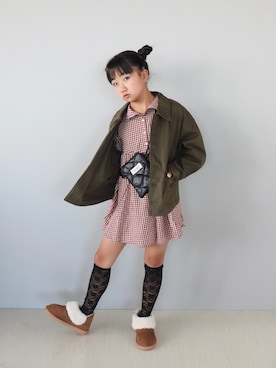 「アイテム（ソックス/靴下）」を使った、Neneneさん（キッズ・133cm）の秋コーディネート
