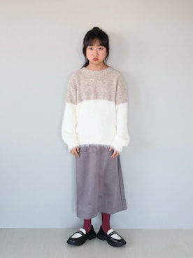 「アイテム（スカート）」を使った、Neneneさん（キッズ・135cm）の冬コーディネート