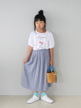「ap retro（アプレトロ）のロープチャーム付きかごバッグ / ミニバッグ 春夏（かごバッグ）」を使った、Neneneさん（キッズ・131cm・10代）の夏コーディネート