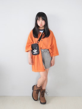 「adidas（アディダス）の【adidas/アディダス】Trefoil Festival Bag（トレフォイル フェスティバル バック）（ショルダーバッグ、ブラック系）」を使った、Neneneさん（キッズ・140cm）の春コーディネート