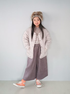 「アイテム（ニット/セーター）」を使った、Neneneさん（キッズ・135cm）の秋コーディネート