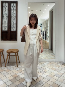 「mystic（ミスティック）の【涼しい素材にリニューアル】26SS Wベルトパンツ（スラックス）」を使った、kondoさん（レディース・155cm）の春コーディネート
