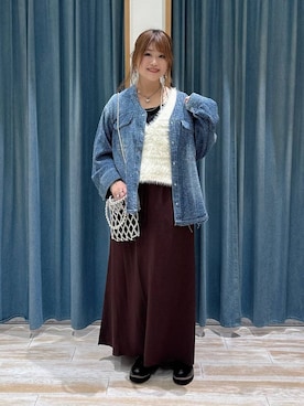 「BAYFLOW（ベイフロー）のビーズミニショルダーバッグ（ショルダーバッグ、シルバー系）」を使った、akariさん（レディース・161cm）の秋コーディネート