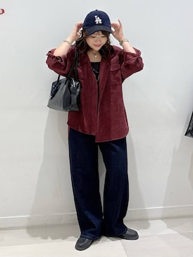 「GLOBAL WORK（グローバルワーク）のGOODデニムバギーパンツ/498388（デニムパンツ）」を使った、akariさん（レディース・161cm）の秋コーディネート