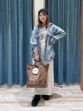 「BAYFLOW（ベイフロー）のリブニットビーニー（ニットキャップ/ビーニー、ブラック系）」を使った、akariさん（レディース・161cm）の秋コーディネート