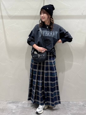 「アイテム（ニットキャップ/ビーニー）」を使った、akariさん（レディース・161cm・30代）の秋コーディネート