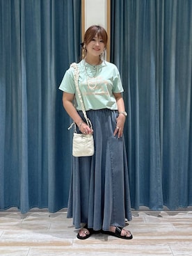 「LOWRYS FARM（ローリーズファーム）のステンレスブレス　327181（ブレスレット、グレー系）」を使った、akariさん（レディース・161cm）の夏コーディネート