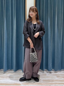 「アイテム（アンダーウェア、ブラック系）」を使った、akariさん（レディース・161cm）の秋コーディネート
