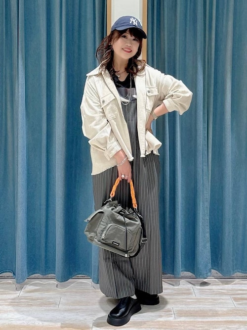 セール】[丈の長さ調節可能]ストライプサロペット（サロペット