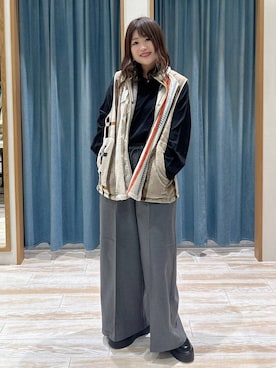 「アイテム（ブランケット）」を使った、akariさん（レディース・161cm）の冬コーディネート