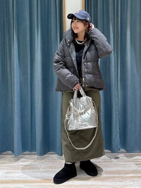 「BAYFLOW（ベイフロー）の[ストレッチ入り]裏起毛ベイカースカート（スカート）」を使った、akariさん（レディース・161cm）の秋コーディネート