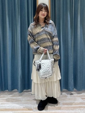 「体型カバー」｜「アイテム（アクセサリー）」を使った、akariさん（レディース・161cm）の冬コーディネート