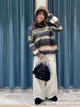 「体型カバー」｜「アイテム（アクセサリー）」を使った、akariさん（レディース・161cm）の冬コーディネート