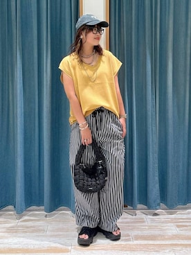 「bijorie（ビジュリィ）の【bijorie】カップ付きバッククロスキャミ／NEW BASIC 25SS（インナーウェア/肌着）」を使った、akariさん（レディース・161cm）の夏コーディネート
