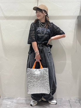 「niko and...（ニコアンド）のオリジナル2WAYテープトートバッグ（トートバッグ）」を使った、akariさん（レディース・161cm）の夏コーディネート