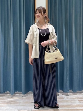 「bijorie（ビジュリィ）の【bijorie】カップ付きバッククロスキャミ／NEW BASIC 25SS（インナーウェア/肌着、ブラック系）」を使った、akariさん（レディース・161cm）の春コーディネート