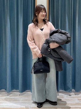 「BAYFLOW（ベイフロー）のマルチパールネックレス（ネックレス）」を使った、akariさん（レディース・161cm）の秋コーディネート