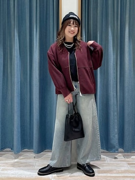 「BAYFLOW（ベイフロー）のマルチパールネックレス（ネックレス）」を使った、akariさん（レディース・161cm）の秋コーディネート