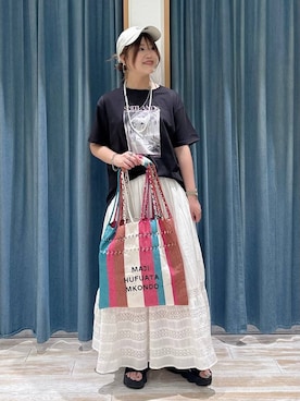 「GLOBAL WORK（グローバルワーク）のパールネックレスSS/611442（ネックレス、その他）」を使った、akariさん（レディース・161cm）の春コーディネート