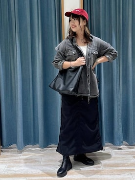 「BAYFLOW（ベイフロー）の[ストレッチ入り]裏起毛ベイカースカート（スカート）」を使った、akariさん（レディース・161cm）の秋コーディネート