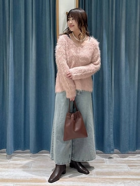 「BAYFLOW（ベイフロー）のマルチパールネックレス（ネックレス）」を使った、akariさん（レディース・161cm）の秋コーディネート