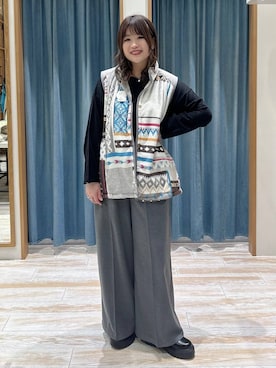 「アイテム（ブランケット）」を使った、akariさん（レディース・161cm）の冬コーディネート