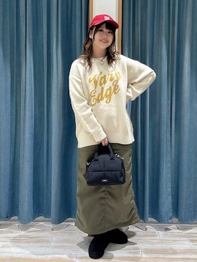 「BAYFLOW（ベイフロー）の[ストレッチ入り]裏起毛ベイカースカート（スカート）」を使った、akariさん（レディース・161cm）の秋コーディネート