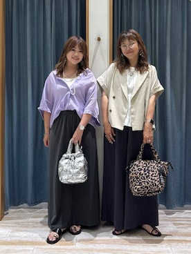 「BAYFLOW（ベイフロー）のフロントシャーリングノースリーブ（Tシャツ/カットソー、ホワイト系）」を使った、akariさん（レディース・161cm）の夏コーディネート