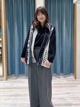 「アイテム（ブランケット）」を使った、akariさん（レディース・161cm）の冬コーディネート