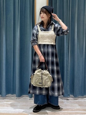 「アイテム（シャツワンピース）」を使った、akariさん（レディース・161cm）の秋コーディネート