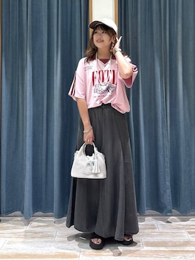 「FRUIT OF THE LOOM（フルーツオブザルーム）のアイテム」を使った、akariさん（レディース・161cm）の夏コーディネート