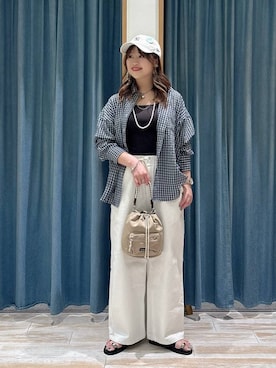 「GLOBAL WORK（グローバルワーク）のパールネックレスSS/611442（ネックレス、その他）」を使った、akariさん（レディース・161cm）の春コーディネート
