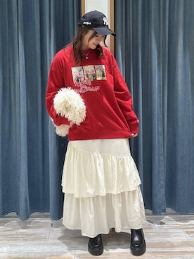 「アイテム（スカート、ベージュ系）」を使った、akariさん（レディース・161cm）の冬コーディネート