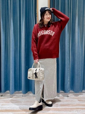 「アイテム（ニットキャップ/ビーニー）」を使った、akariさん（レディース・161cm・30代）の冬コーディネート