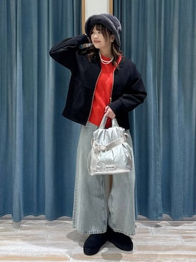 「BAYFLOW（ベイフロー）のマルチパールネックレス（ネックレス）」を使った、akariさん（レディース・161cm）の秋コーディネート