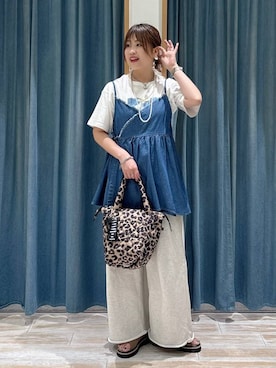 「GLOBAL WORK（グローバルワーク）のパールネックレスSS/611442（ネックレス、その他）」を使った、akariさん（レディース・161cm）の春コーディネート