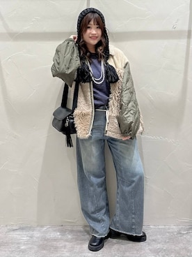 「BAYFLOW（ベイフロー）のマルチパールネックレス（ネックレス）」を使った、akariさん（レディース・161cm）の秋コーディネート